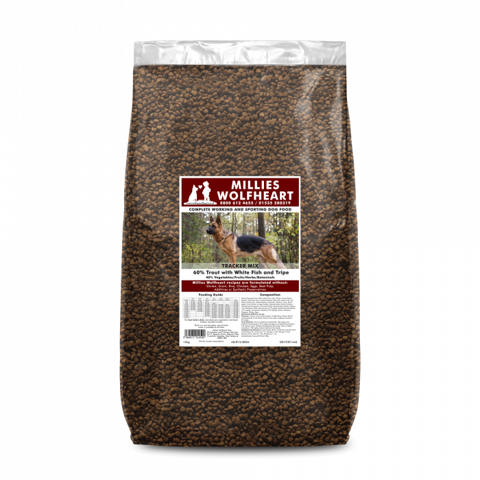 Millies Wolfheart Tracker Mix (Low Fat) Grain Free Dog Food Lead On